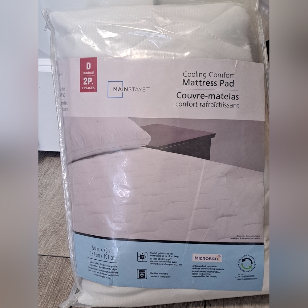 Mainstays Cooling Comfort Mattress Pad - White